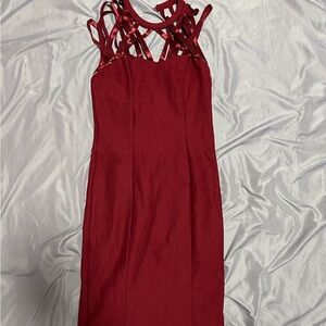 Fashion Nova Burgundy Strappy Midi Dress